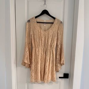 Cream Red Owl Lace Dress